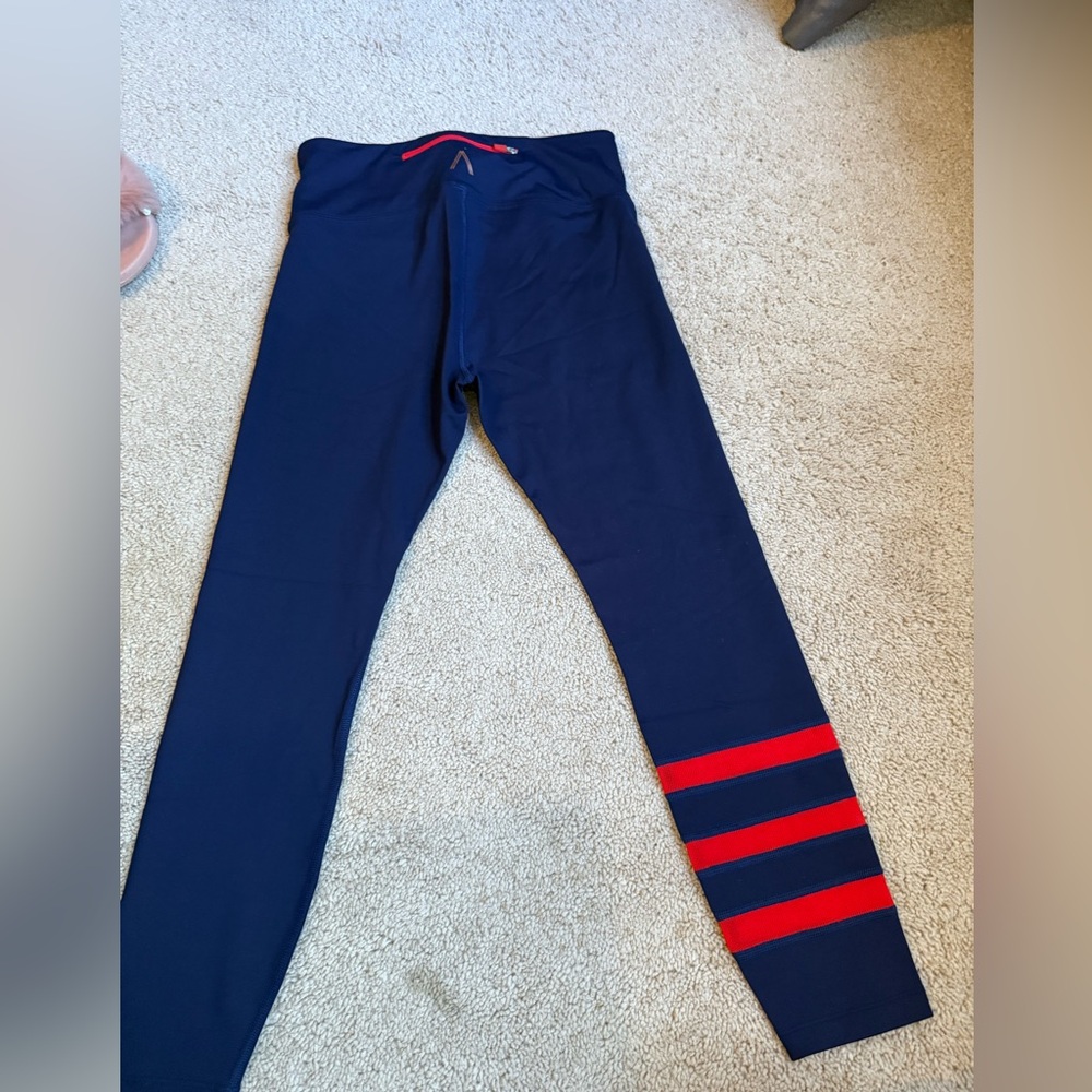Lunair Blue and Red Striped Leggings